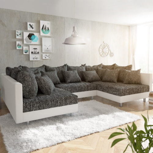 DELIFE Wohnlandschaft Clovis Weiss Schwarz Modulares Sofa, Design Wohnlandschaften, Couch Loft, Modulsofa, modular
