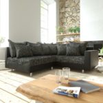 DELIFE Ecksofa Clovis Schwarz modular Armlehne Ottomane Rechts, Design Ecksofas, Couch Loft, Modulsofa, modular