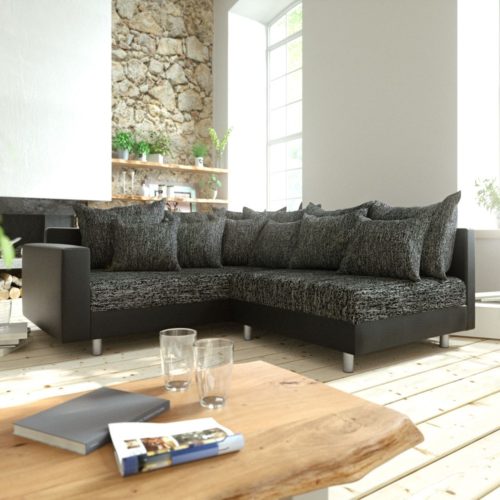 DELIFE Ecksofa Clovis Schwarz modular Armlehne Ottomane Links, Design Ecksofas, Couch Loft, Modulsofa, modular