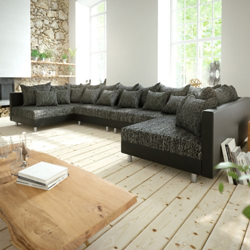 DELIFE Wohnlandschaft Clovis XL Schwarz Modulsofa erweiterbar, Design Wohnlandschaften, Couch Loft, Modulsofa, modular