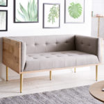 DELIFE Sofa Metropolitan 140x73 cm Grau Mango Natur abgesteppt, 2 & 3 Sitzer