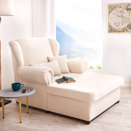DELIFE Sessel Lionardo 120x160 cm Beige Lounge Chair mit Kissen, Relaxsessel