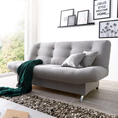 DELIFE Schlafsofa Viol 190x90 cm Grau Couch mit Bettkasten, Schlafsofas