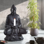 DELIFE Skulptur Buddha Sitzend 100x150 cm Schwarz Statue Unikat, Dekoartikel
