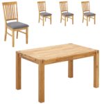 Essgruppe Royal Oak (90x140, 4 Stühle, grau)