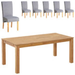 Essgruppe Royal Borg/Tom (180x90, 6 Stühle, grau)