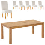 Essgruppe Royal Borg/Tom (90x180, 6 Stühle, beige)