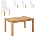 Essgruppe Royal Borg/Tom (90x140, 4 Stühle, weiß)