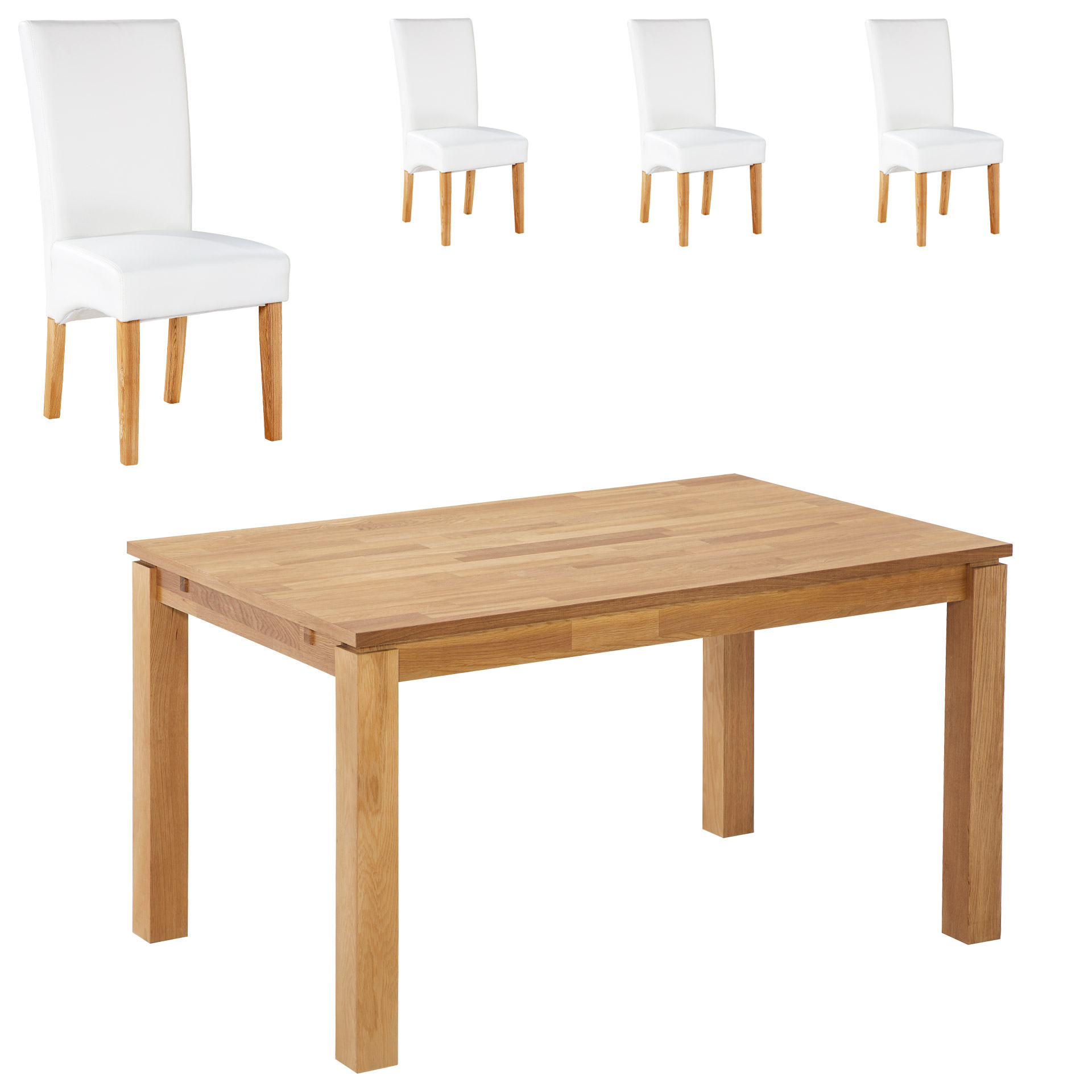 Essgruppe Royal Borg/Tom (90x140, 4 Stühle, weiß)