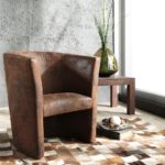 DELIFE Sessel Goya Braun Lounge Chair gepolstert Antik Optik, Cocktailsessel