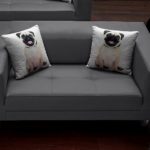 Collection AB Pfiffiges 2-Sitzer-Sofa, mit 2 lustigen Hunde-Zierkissen