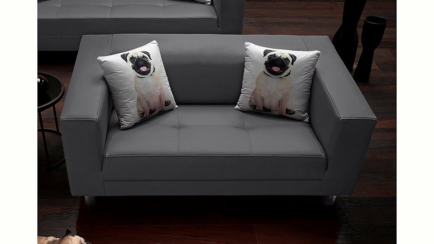 Collection AB Pfiffiges 2-Sitzer-Sofa, mit 2 lustigen Hunde-Zierkissen