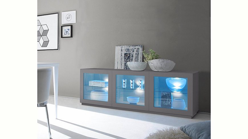 Places of Style Sideboard mit Glaseinsatz »Zela«, 3-türig, Breite 184 cm