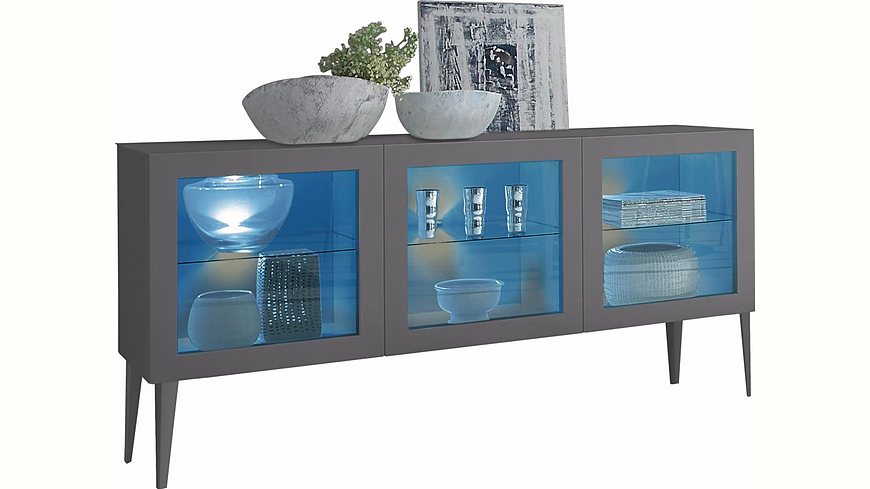 Places of Style Sideboard mit Glaseinsatz »Zela«, 3-türig, mit Füßen, Breite 184 cm