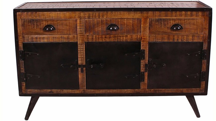SIT Sideboard »Iron«, Mangoholz mit Schmiedeeisen, mit 3 Türen und 3 Schubalden, Breite 140 cm