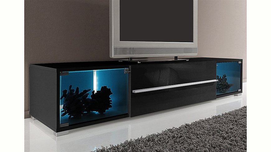 TV-Lowboard, mit 2 Vitrinenfächern, Breite 141 cm oder 161 cm