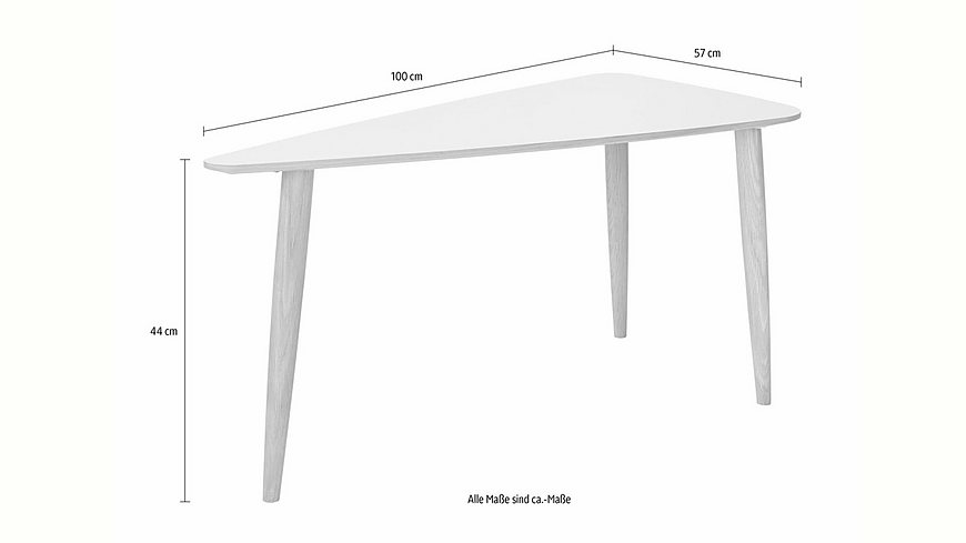 andas Couchtisch »Jib«, white oak massiv, mit segelförmiger Tischplatte, in zwei Höhen