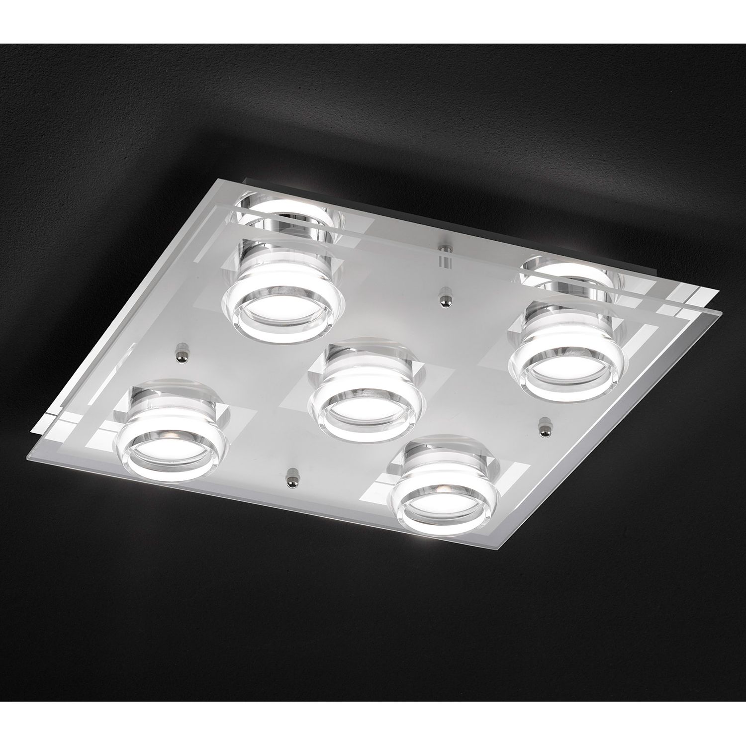 EEK A+, LED-Deckenleuchte Moody - Metall / Acrylglas - 5, Action