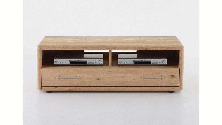 massivraum Lowboard »DERVIO« aus Massivholz, mit einer Schublade und zwei Nischen, Breite 128 cm