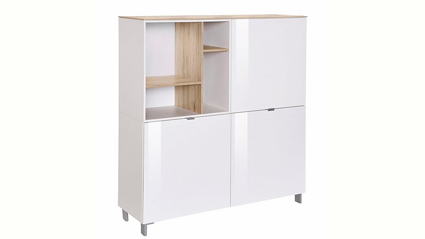 set one by Musterring Highboard »colorado«, Front Hochglanz, mit Winkelfuß, offenes Fach links