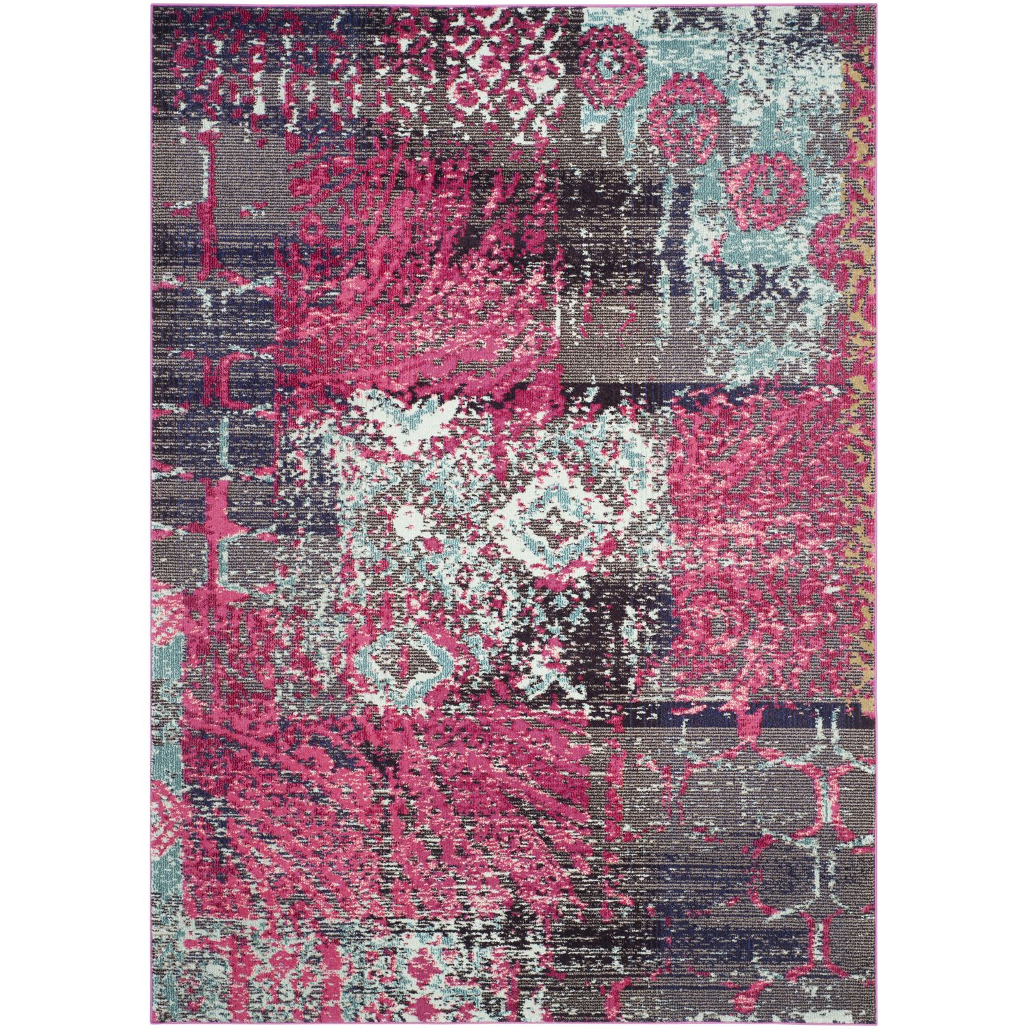 Teppich Aziel - Kunstfaser - Pink / Schwarz - 200 x 279 cm, Safavieh