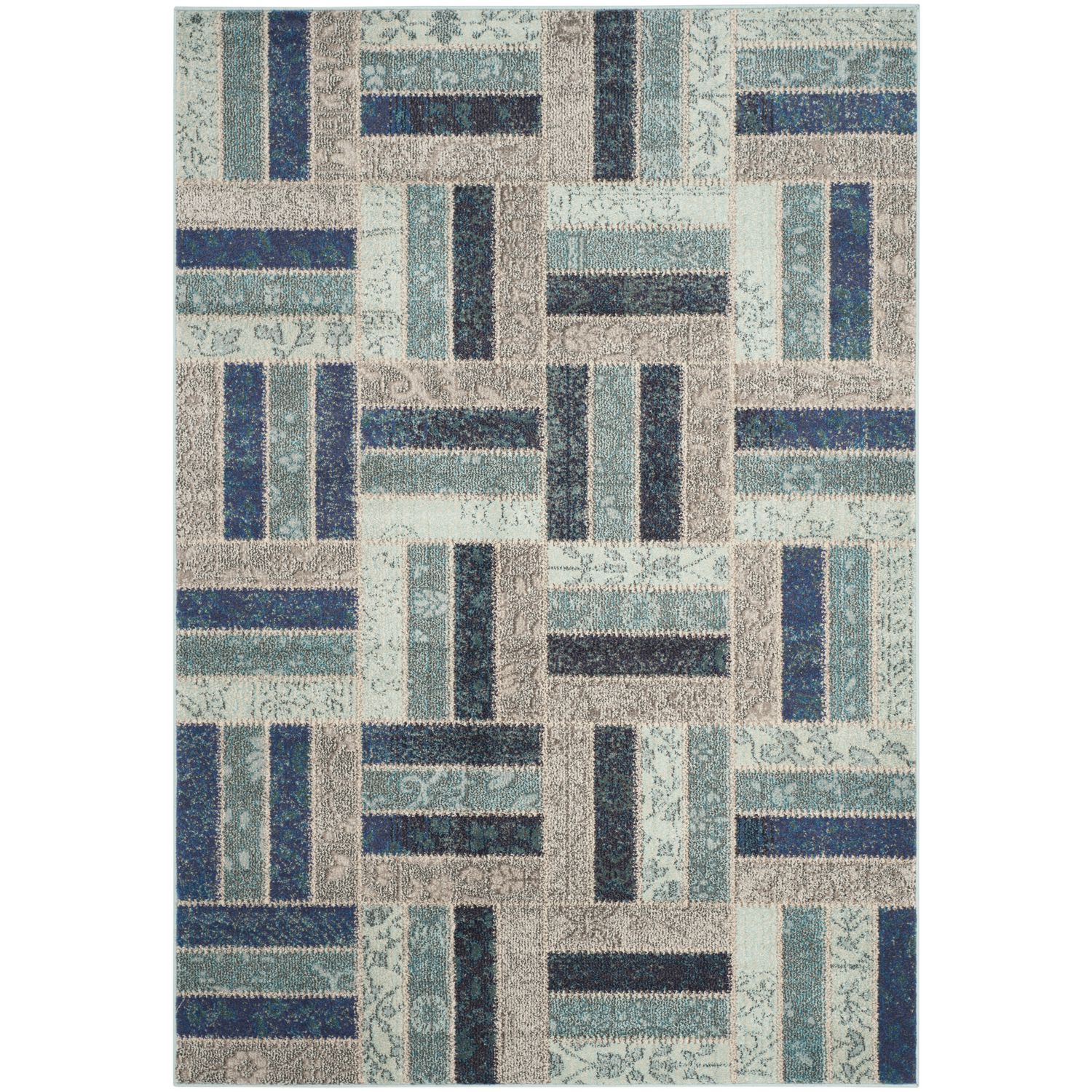 Teppich Cordova - Kunstfaser - Cappucino / Petrol - 154 x 231 cm, Safavieh
