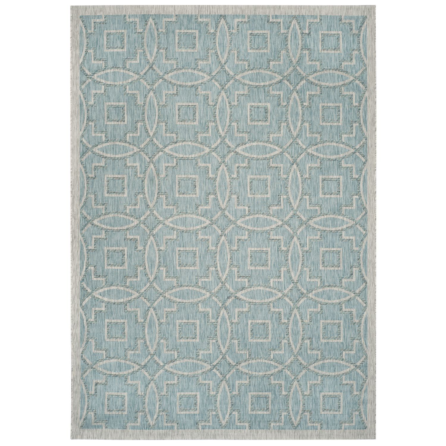 In & Outdoor Teppich Jade - Kunstfaser - Türkis / Sand - 160 x 231 cm, Safavieh