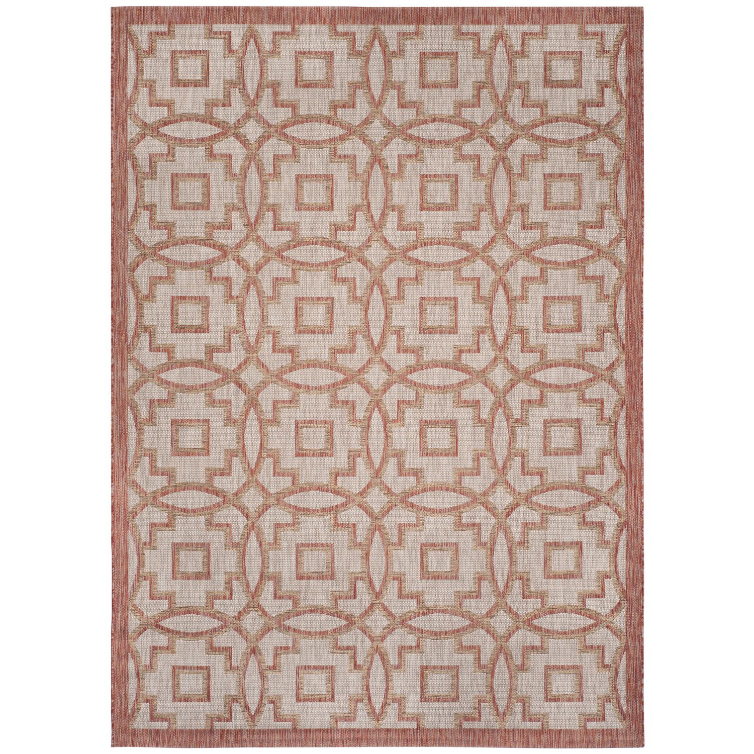 In & Outdoor Teppich Jade - Kunstfaser - Cappucino / Rot - 200 x 289 cm, Safavieh