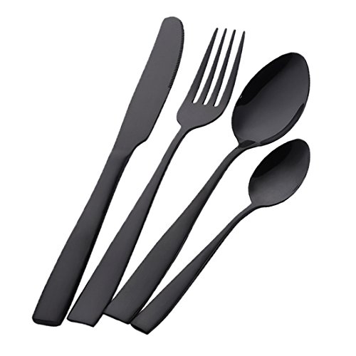 Buyer Star Besteck Set 16 Schwarz Geschirr Besteckset Tableware Cutlery Set Löffel Teelöffel Gabel Messer Utensilien