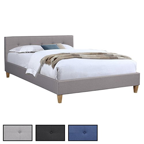 CARO-Möbel Polsterbett Adele Bett mit Stoff in grau 140x200 cm Doppelbett Jugendbett inklusive Lattenrost, Stoffbezug