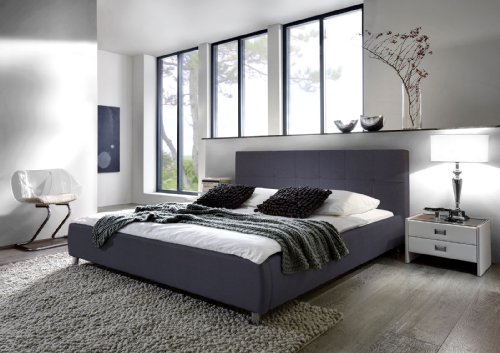 SAM Design Polsterbett 180x200 cm Zarah in grau, modernes Design, Kopfteil abgesteppt, Wasserbett geeignet