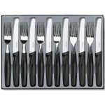 Victorinox 12 teiliges Besteck-Set (6 Tafelmesser mit Wellenschliff, 6 Gabeln, Spülmaschinengeeignet) schwarz