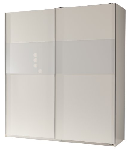 Wimex Kleiderschrank/ Schwebetürenschrank Arezzo, 2 Türen, (B/H/T) 198 x 64 x 180 cm, Alpinweiß/ Absetzung Glas Weiß