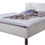 sette notti Polsterbett Bett 140x200 Weiß mit Strasssteinen, Kunstleder Bett mit Liegefläche 140x200 cm, Cristallo Art…
