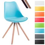 CLP Retro-Stuhl Toulouse Rund Mit Kunstlederbezug | Kunstoff-Lehnstuhl Mit Holzgestell, Farbe:blau, Gestell Farbe…