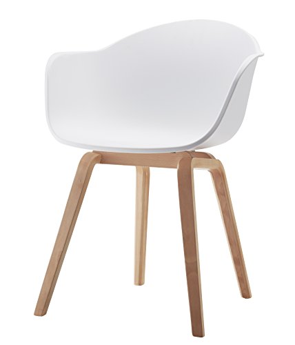 Damiware Romeo 2er Set Esszimmerstuhl - Kunststoff & Buchenholz - Farbe Alles weiß - Stuhl für Esszimmer/Wohnzimmer…