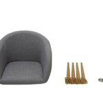 Esszimmerstuhl aus Stoff (Leinen) Farbauswahl Retro Design Stuhl mit Rückenlehne Metallbeine Holzoptik WY-8023, Farbe…