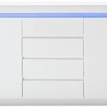 Robas Lund Sideboard Weiß Hochglanz mit LED Farbwechsel-Beleuchtung mit Fernbedienung, BxHxT 150x81x40 cm
