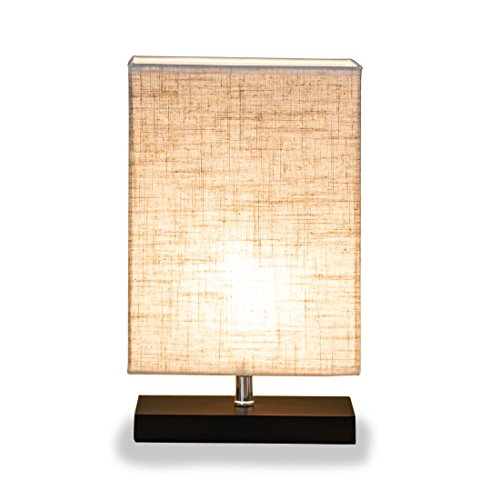 ZEEFO Holz Tischlampe, Retro Massiv holz und Stoffschirm entspannende Nachttischlampe für Schlafzimmer Wohnzimmer…