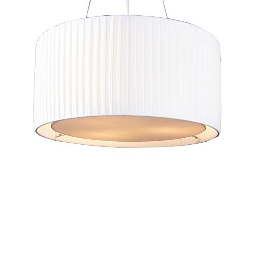 invicta INTERIOR Moderne Design Hängelampe SOBRIETA weiß 65 cm höhenverstellbar Hängeleuchte Plissee Optik Lampe…