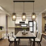 LEDNut Vintage Pendelleuchte 3er Set Kronleuchter Pendellampe Schwarz E27 Lampenschirm für Küche Wohnzimmer Decken…