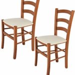 Tommychairs - 2er Set Stühle VENICE für Küche und Esszimmer, Struktur aus lackiertem Buchenholz im Farbton Kirschholz…