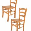 Tommychairs - 2er Set Stühle Venice für Küche und Esszimmer, robuste Struktur aus lackiertem Buchenholz im Farbton Honig…