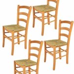 Tommychairs - 4er Set Stühle Venice für Küche und Esszimmer, robuste Struktur aus lackiertem Buchenholz im Farbton Honig…