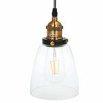 Tomshine Glas Pendelleuchte, Vintage LED Hängeleuchte Industrial, E26/E27 Leuchtmittel wählbar, für Küche Esszimmer…
